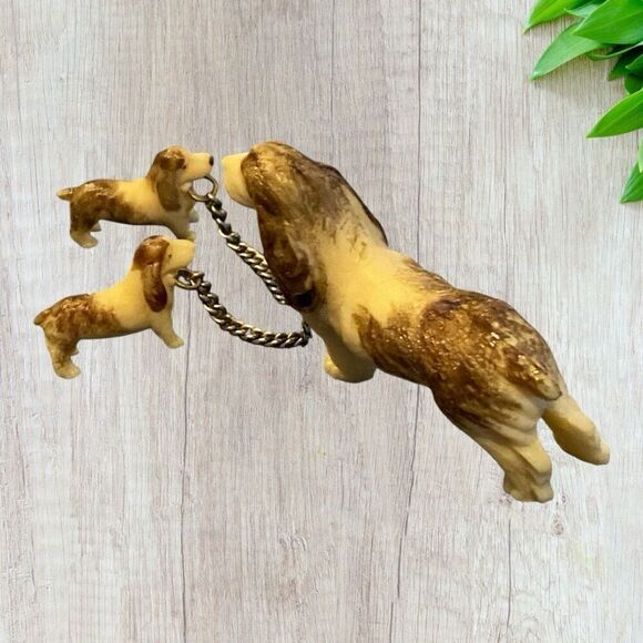 Vintage Tiny Dog Figurines Mom and Puppies Occupied Japan Cocker Spaniel - Picture 2 of 9